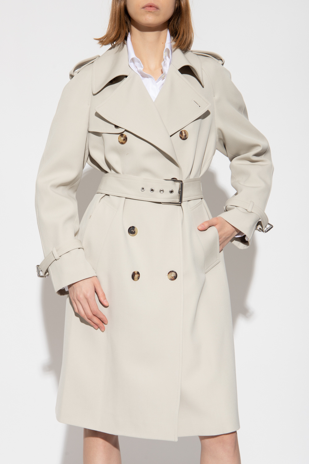 Beige Double breasted trench coat Michael Kors VbjdevelopmentsShops Egypt